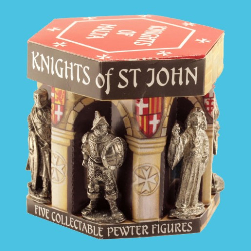 Boîte souvenir contenant 5 chevaliers de l'Ordre de Saint Jean.